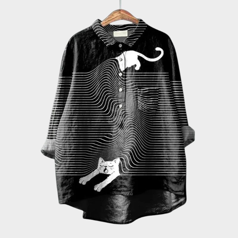 Samantha - Nieuwe 3D-Geprinte Retro Blouse