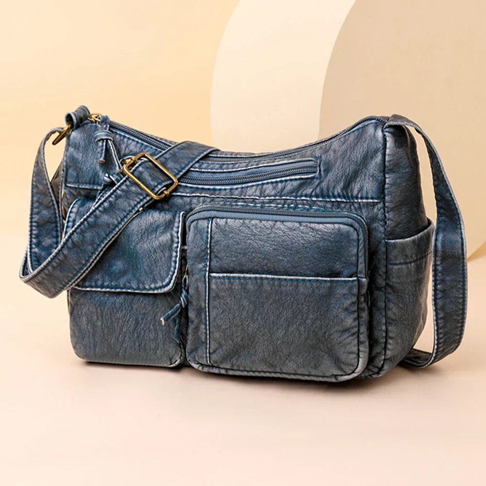 Jade - Vintage Luxe axelremsväska med flera fickor